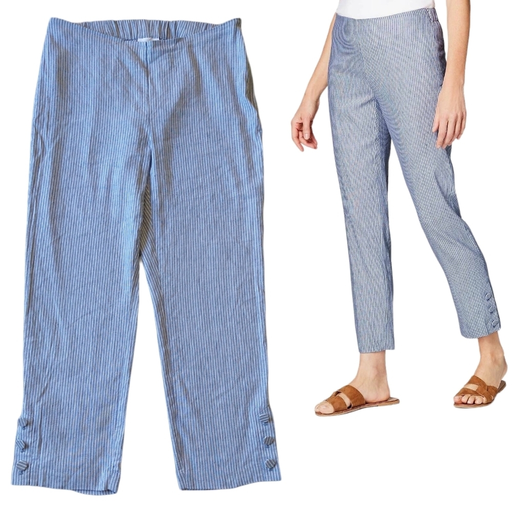 J. Jill Blue Striped Ankle Pants
